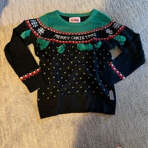 Tipsy Elves Black and Green Holiday Sweater